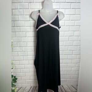 SPOILED ANGEL Black ribbed cami sleep strecth Dress with Pink Lace Trim/size M